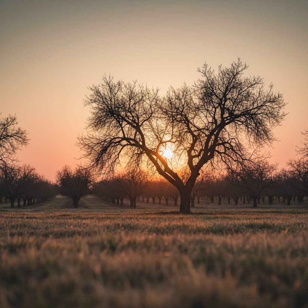 Sunset over the orchard